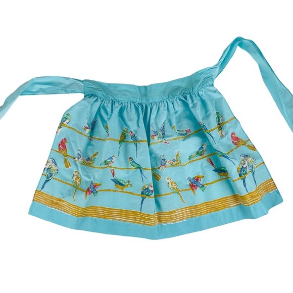 Vintage 50s Half Apron Birds on Branches John Wolf Textiles Novelty Print - Picture 8 of 9
